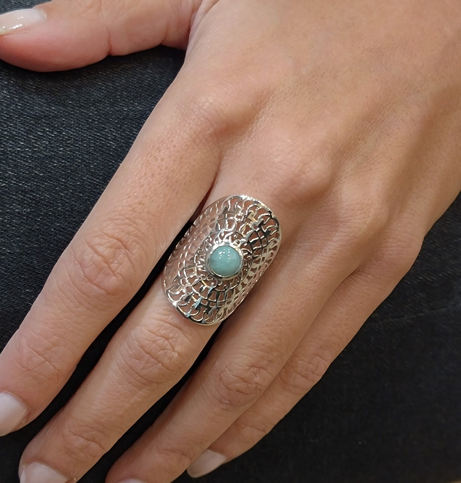 Woman wearing silver ring