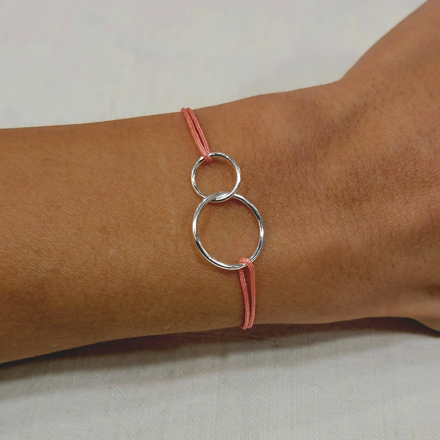 woman wearing cotton cord bracelet