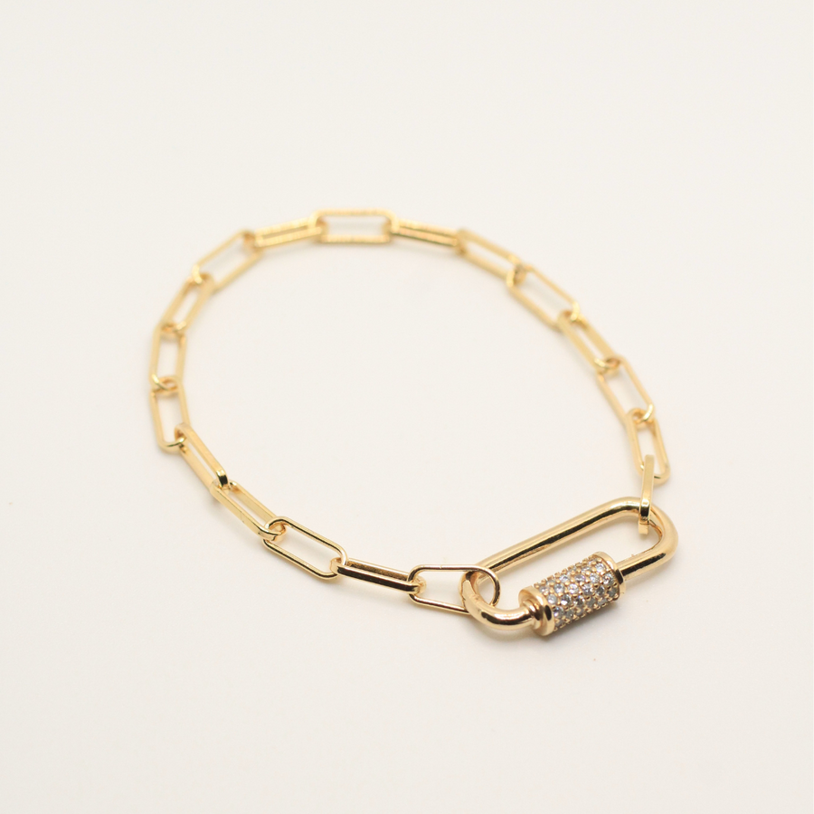 gold plated bracelet with zirconia for woman