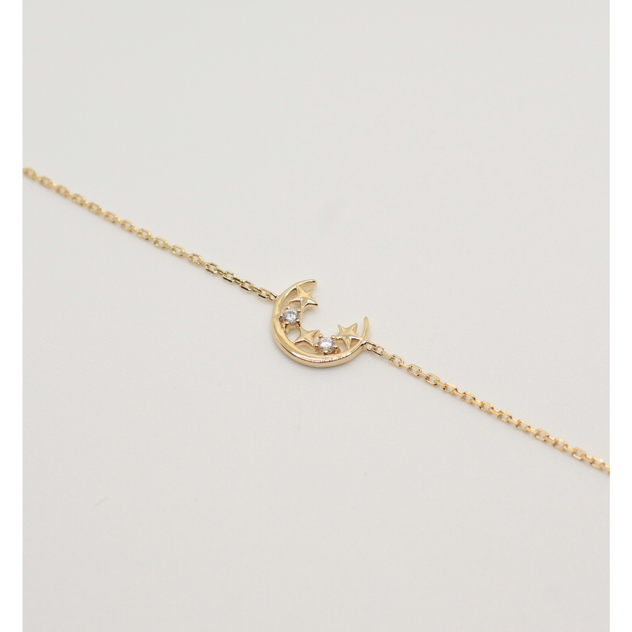 Moon star zirconia gold plated bracelet for woman