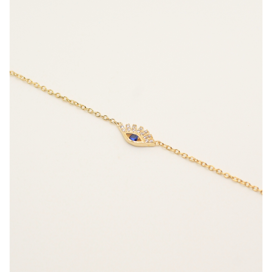 Evil eye design with zirconia gold plated bracelet