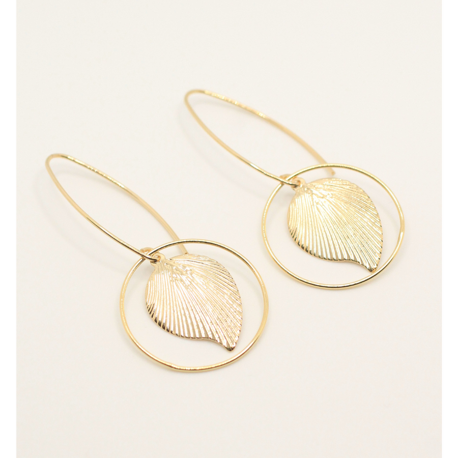 leaf dangling gold plated earrings