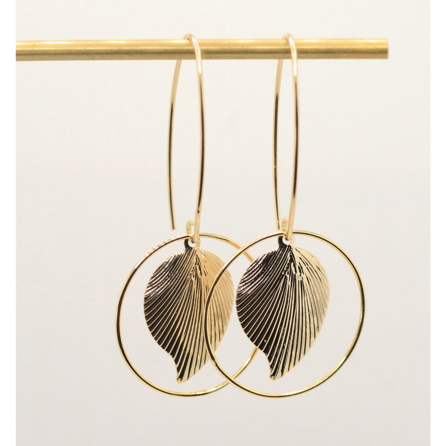 leaf dangling gold plated earrings