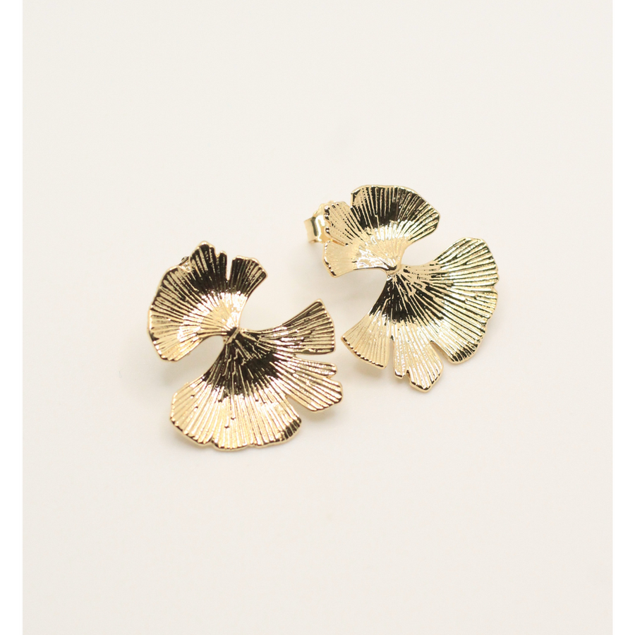 gold plated gingko earrings