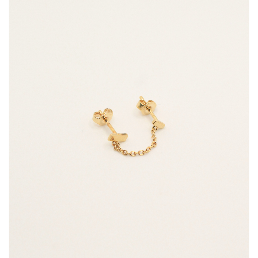 chain single gold plated earring