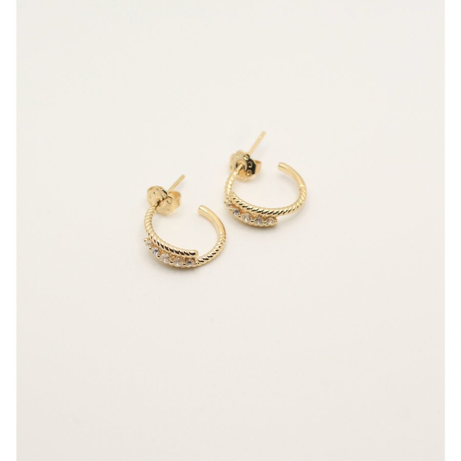 Gold plated zirconia small earrings