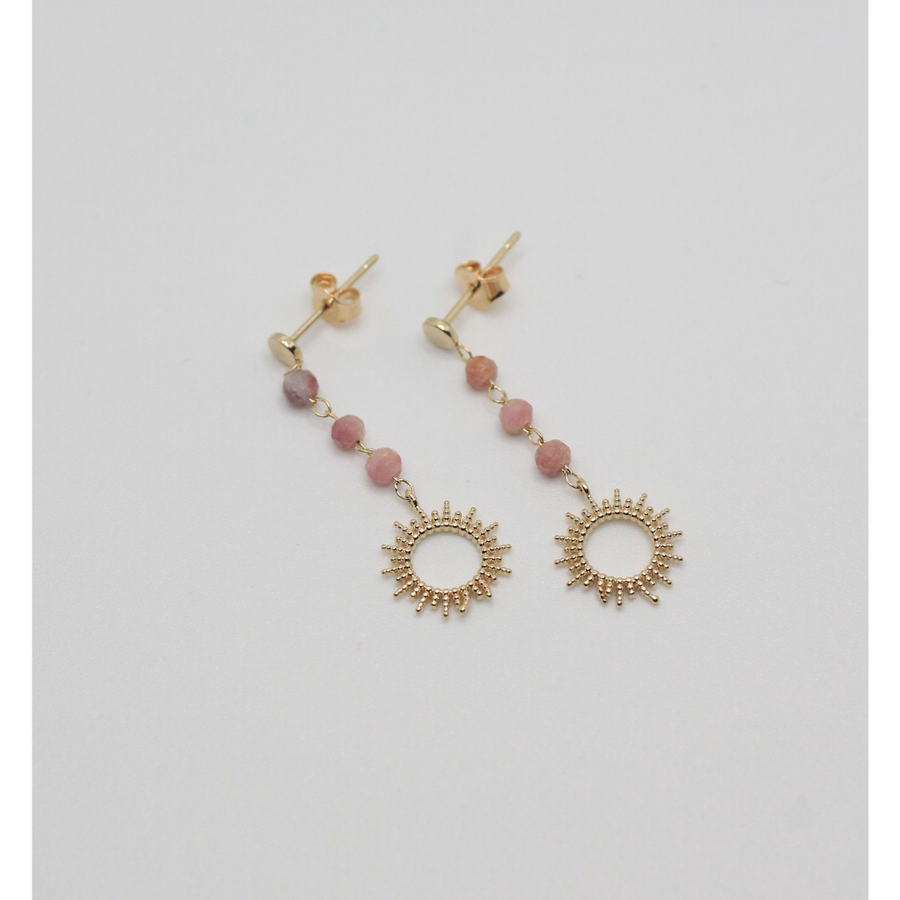 gold plated earrings with natural stone