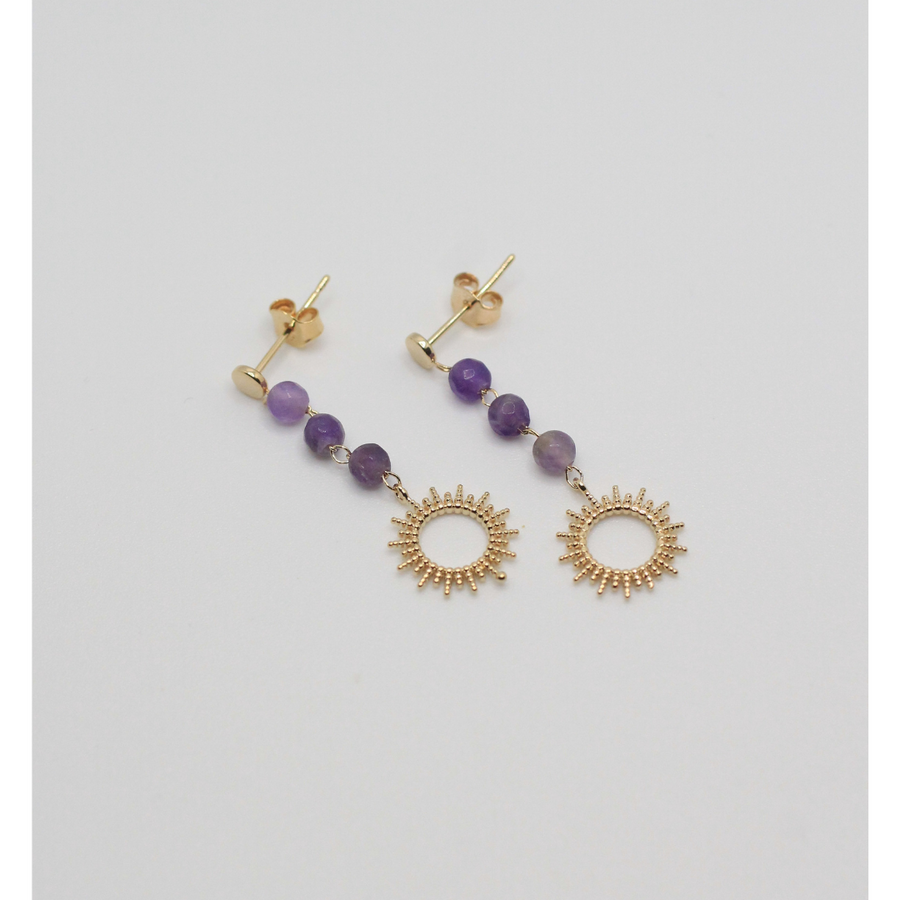 gold plated earrings with natural stone