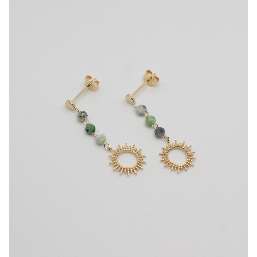 gold plated earrings with natural stone