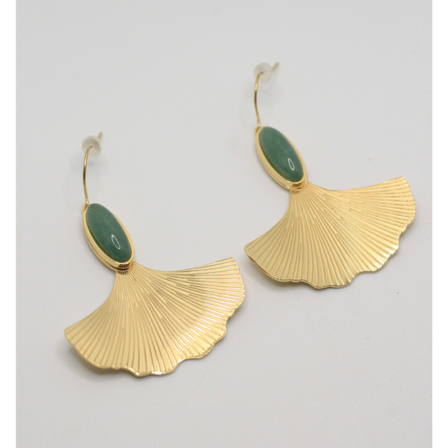 Stainless steel gingko earrings