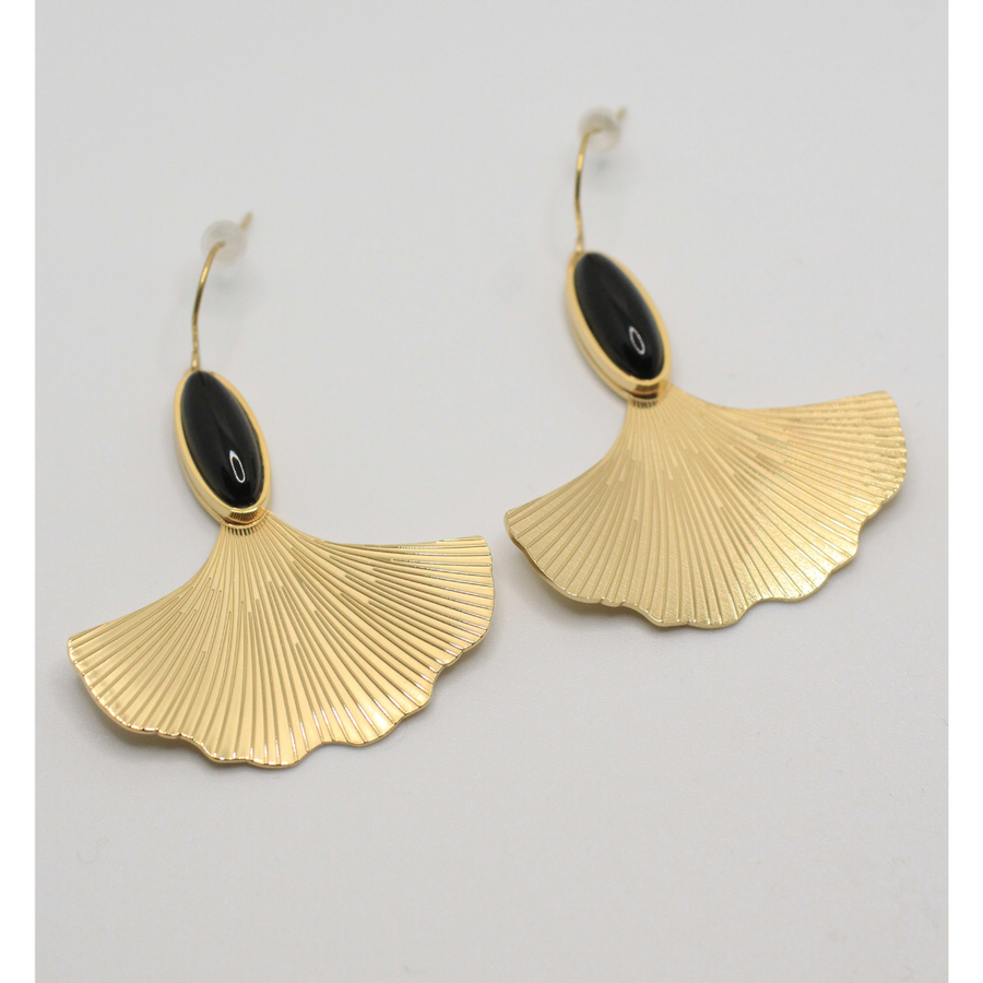 Stainless steel gingko earrings