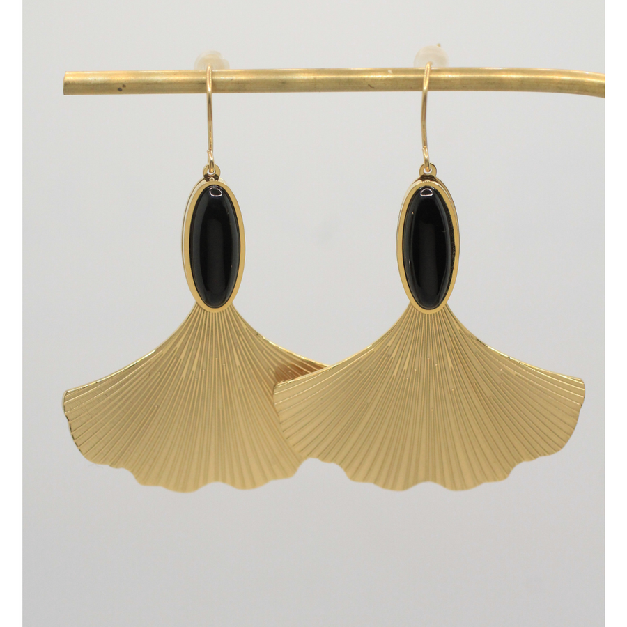 Stainless steel gingko earrings