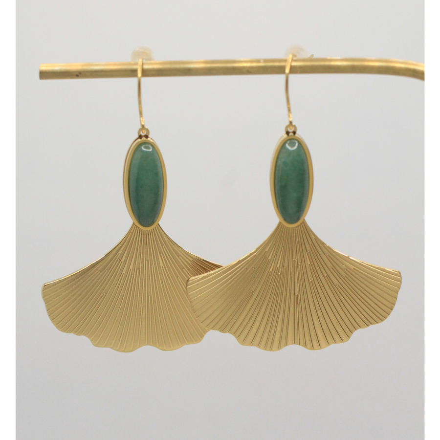 Stainless steel gingko earrings