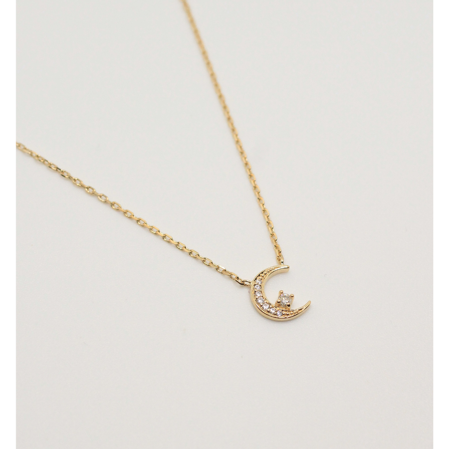 Moon gold plated necklace with zirconia