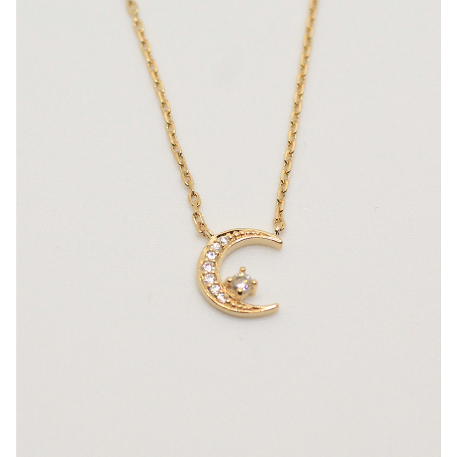 Moon gold plated necklace with zirconia