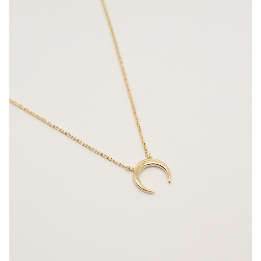 Moon gold plated necklace with zirconia