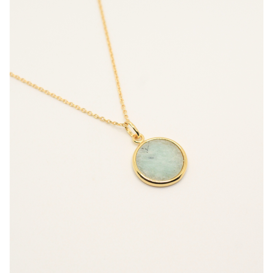 gold plated necklace with stone