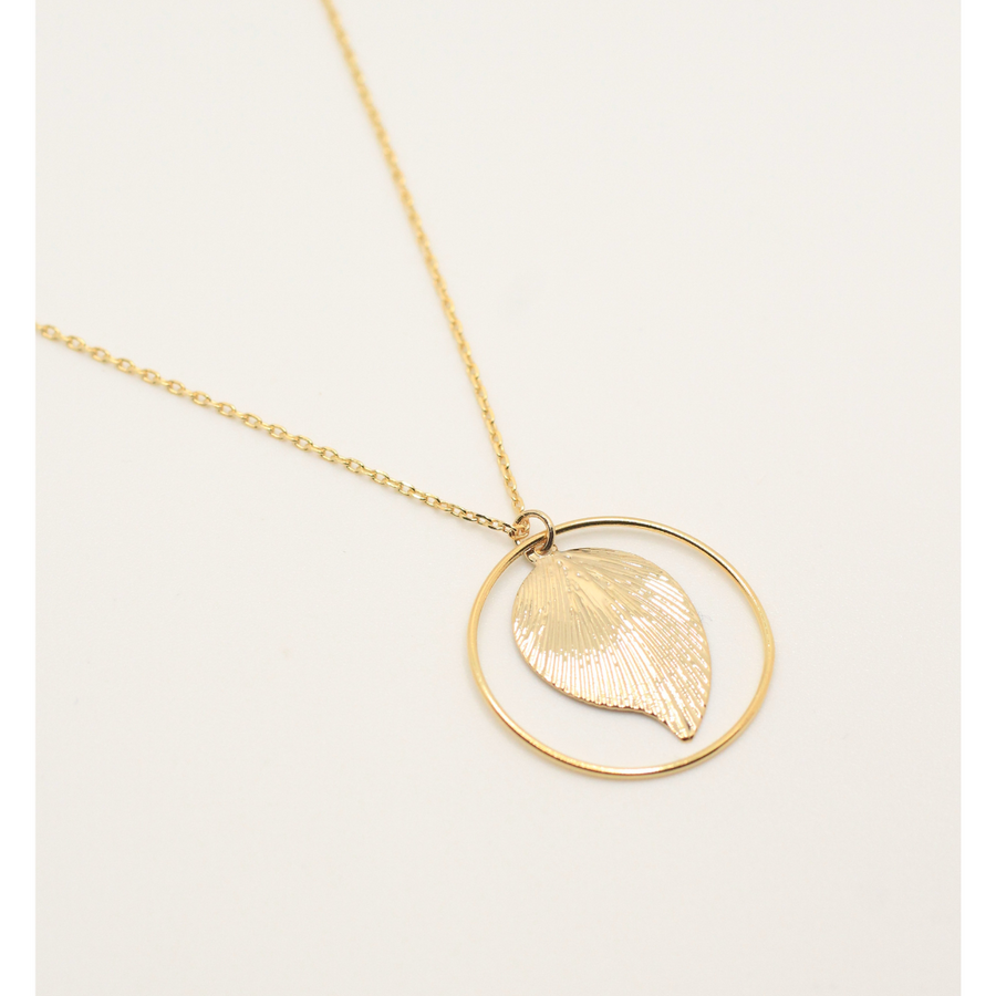 leaf gold plated necklace