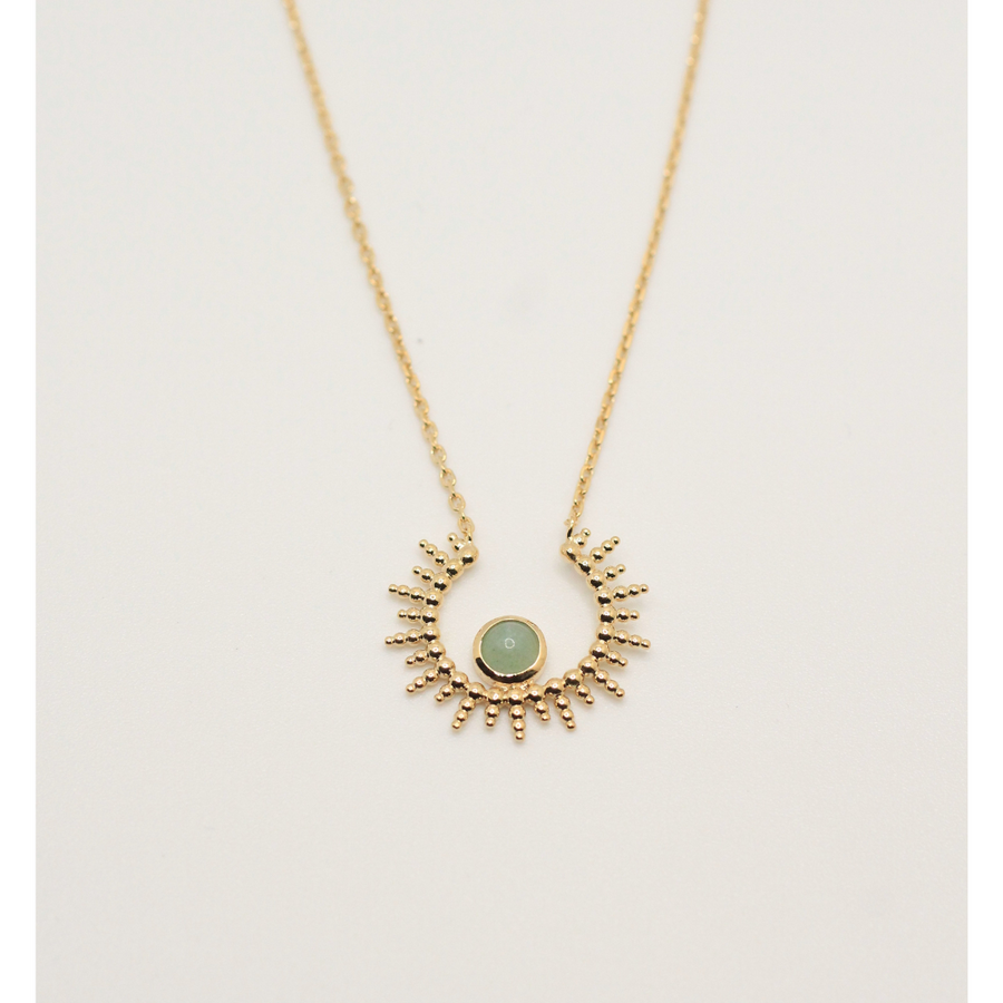 Sun design with stone gold plated necklace