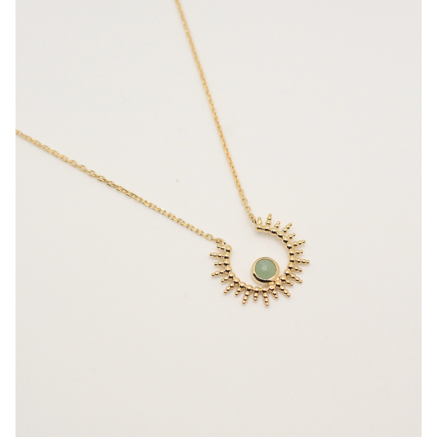 Sun design with stone gold plated necklace