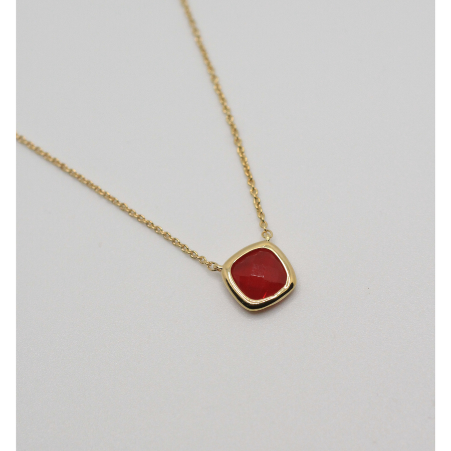 3 MICRONS 18K GOLD PLATED NECKLACE WITH TINTED GLASS