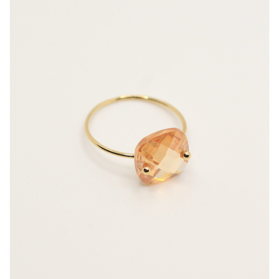 tinted glass gold plated ring