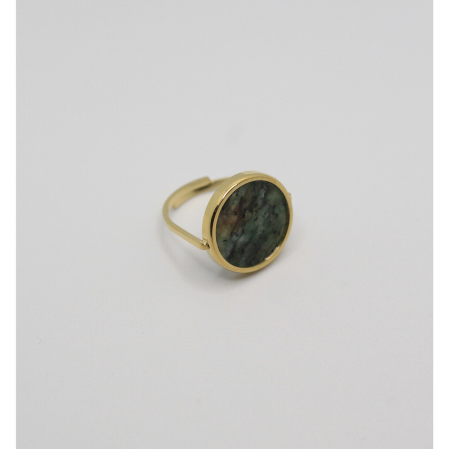 stainless steel ring with natural stone