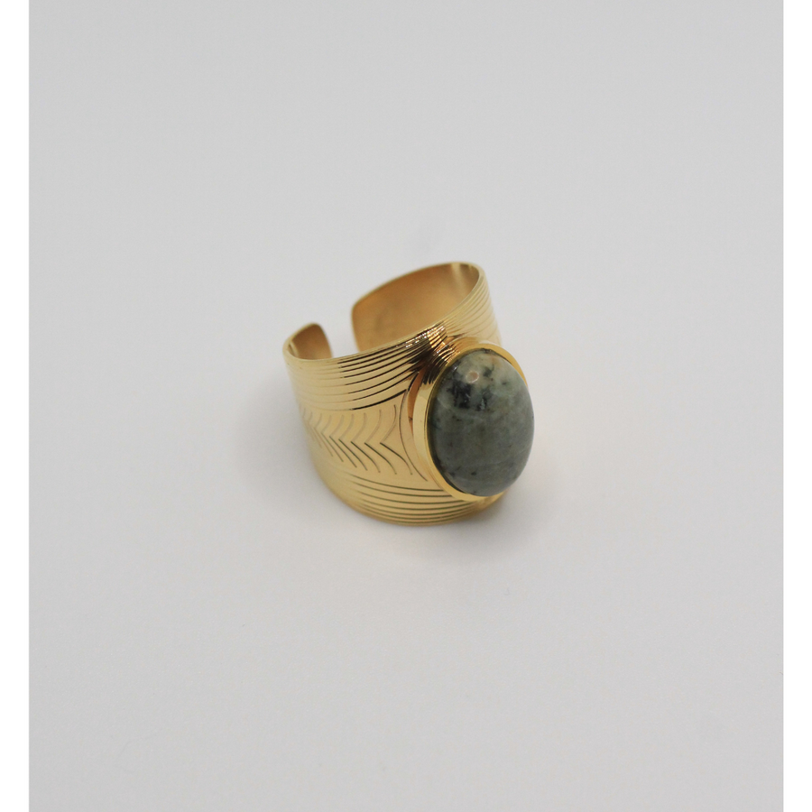 stainless steel ring with natural stone